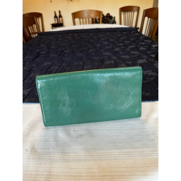 Yves Saint Laurent Green Patent Leather Clutch - Picture 3 of 12